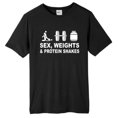 Sex Weights And Protein Shakes Gym Bodybuilding Trending Birthday Tall Fusion ChromaSoft Performance T-Shirt