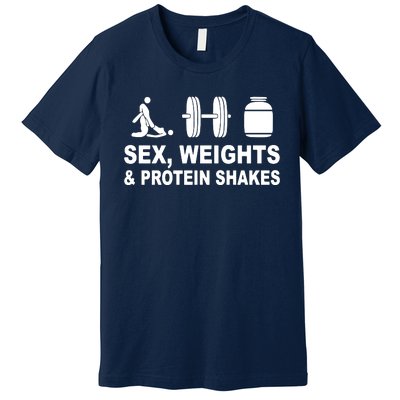 Sex Weights And Protein Shakes Gym Bodybuilding Trending Birthday Premium T-Shirt