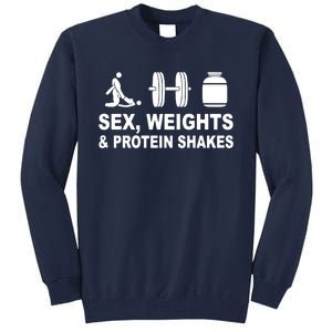 Sex Weights And Protein Shakes Gym Bodybuilding Trending Birthday Tall Sweatshirt