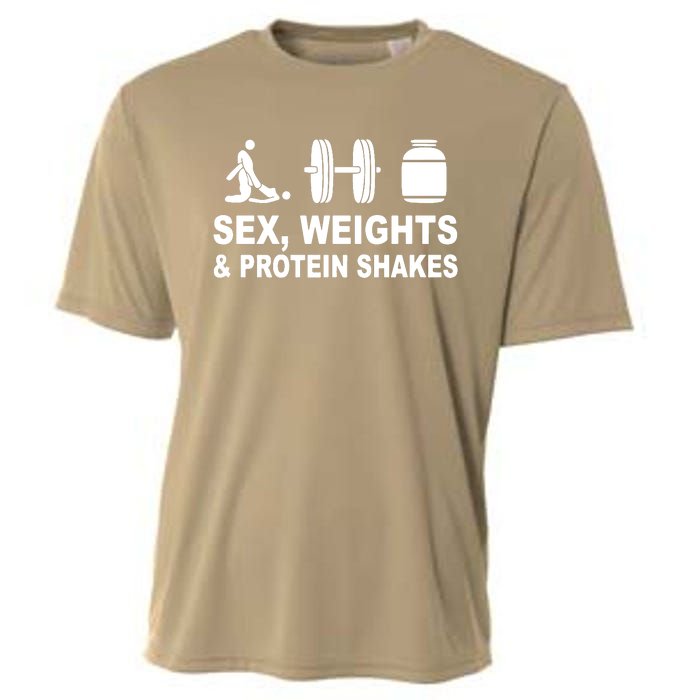 Sex Weights And Protein Shakes Gym Bodybuilding Trending Birthday Cooling Performance Crew T-Shirt