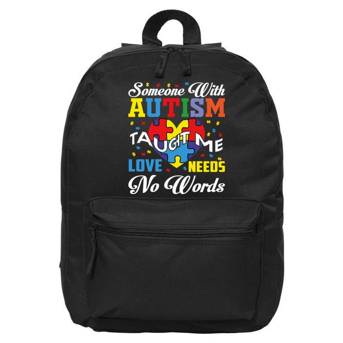 Someone With Autism Taugh Me Love Needs No Word Autism Awareness Month 16 in Basic Backpack