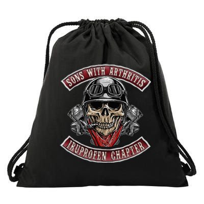 Sons With Arthritis Ibuprofen Chapter Funny Biker Skull Gift Drawstring Bag