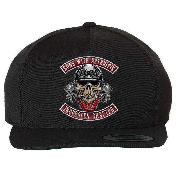 Sons With Arthritis Ibuprofen Chapter Funny Biker Skull Gift Wool Snapback Cap