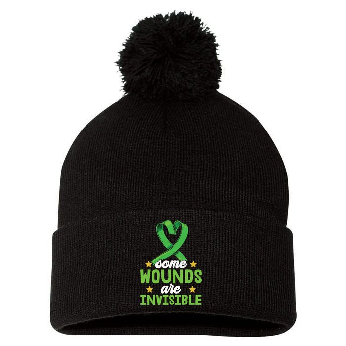 Some Wounds Are Invisible Mental Health Matters Pom Pom 12in Knit Beanie