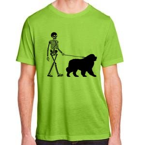 Skeleton Walking A Newfoundland Dog Halloween Outfit Adult ChromaSoft Performance T-Shirt