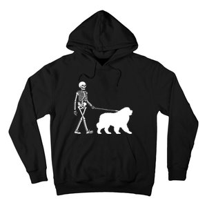 Skeleton Walking A Newfoundland Dog Halloween Outfit Hoodie