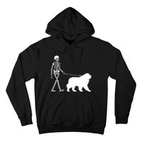 Skeleton Walking A Newfoundland Dog Halloween Outfit Hoodie