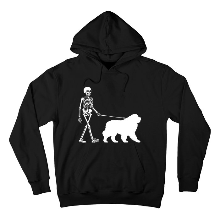 Skeleton Walking A Newfoundland Dog Halloween Outfit Hoodie