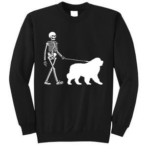 Skeleton Walking A Newfoundland Dog Halloween Outfit Sweatshirt