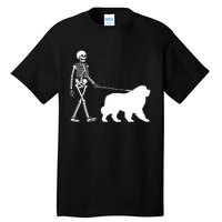 Skeleton Walking A Newfoundland Dog Halloween Outfit Tall T-Shirt