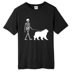 Skeleton Walking A Newfoundland Dog Halloween Outfit Tall Fusion ChromaSoft Performance T-Shirt