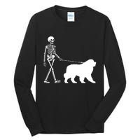 Skeleton Walking A Newfoundland Dog Halloween Outfit Tall Long Sleeve T-Shirt