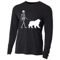 Skeleton Walking A Newfoundland Dog Halloween Outfit Cooling Performance Long Sleeve Crew