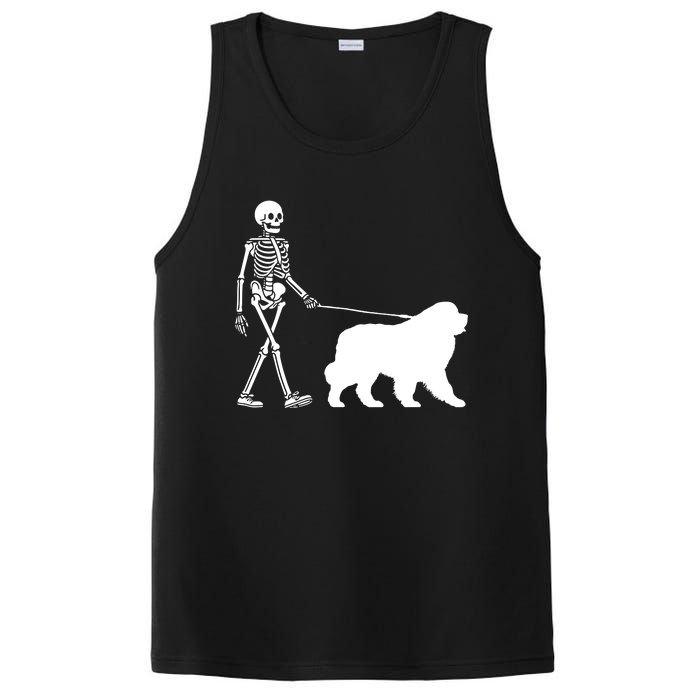 Skeleton Walking A Newfoundland Dog Halloween Outfit PosiCharge Competitor Tank