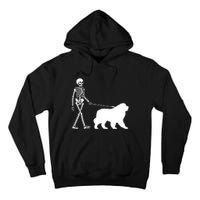 Skeleton Walking A Newfoundland Dog Halloween Outfit Tall Hoodie