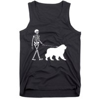 Skeleton Walking A Newfoundland Dog Halloween Outfit Tank Top