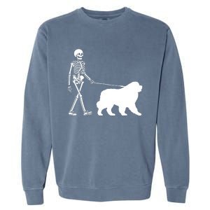 Skeleton Walking A Newfoundland Dog Halloween Outfit Garment-Dyed Sweatshirt