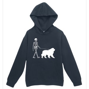 Skeleton Walking A Newfoundland Dog Halloween Outfit Urban Pullover Hoodie