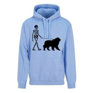 Skeleton Walking A Newfoundland Dog Halloween Outfit Unisex Surf Hoodie