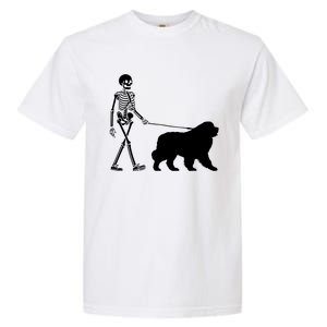 Skeleton Walking A Newfoundland Dog Halloween Outfit Garment-Dyed Heavyweight T-Shirt