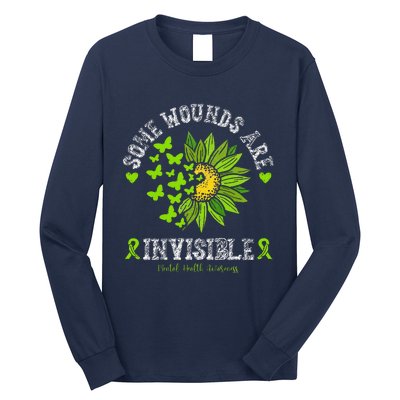 Some Wounds Are Invisible Mental Health Awareness Sunflower Long Sleeve Shirt