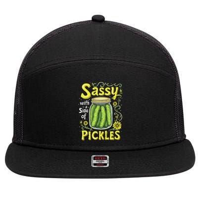 Sassy With A Side Of Pickles Trendy Pickle 7 Panel Mesh Trucker Snapback Hat