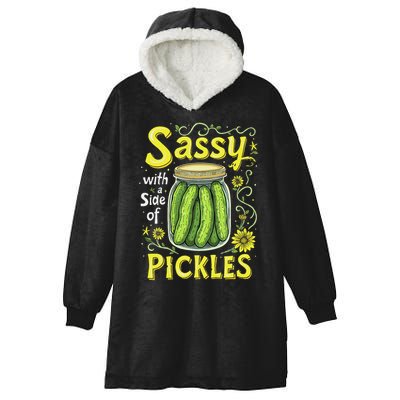 Sassy With A Side Of Pickles Trendy Pickle Hooded Wearable Blanket
