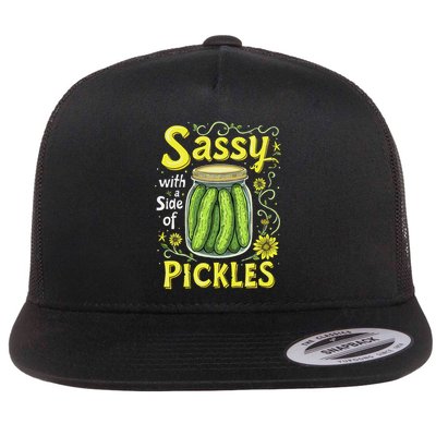 Sassy With A Side Of Pickles Trendy Pickle Flatbill Hat