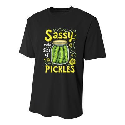 Sassy With A Side Of Pickles Trendy Pickle Youth Performance Sprint T-Shirt
