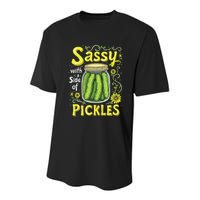 Sassy With A Side Of Pickles Trendy Pickle Youth Performance Sprint T-Shirt