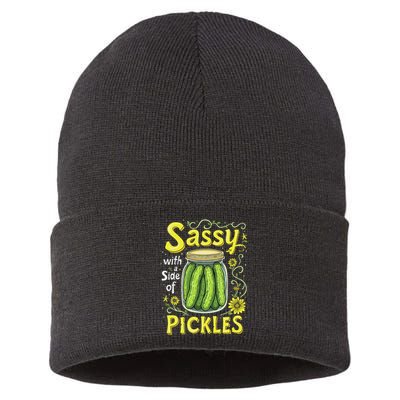 Sassy With A Side Of Pickles Trendy Pickle Sustainable Knit Beanie