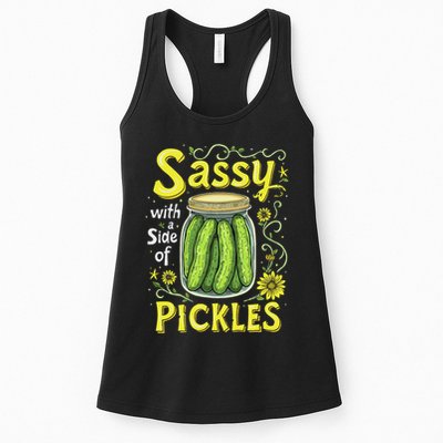 Sassy With A Side Of Pickles Trendy Pickle Womens Tank Top