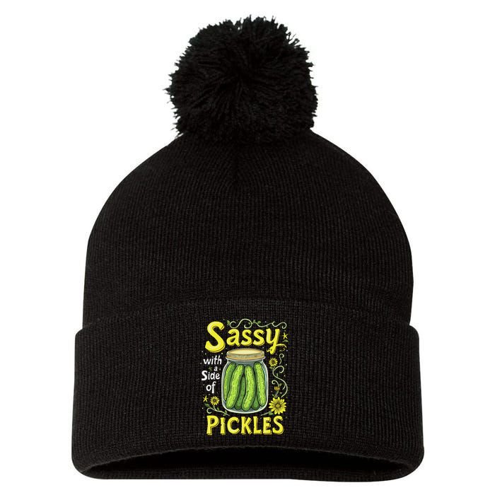 Sassy With A Side Of Pickles Trendy Pickle Pom Pom 12in Knit Beanie