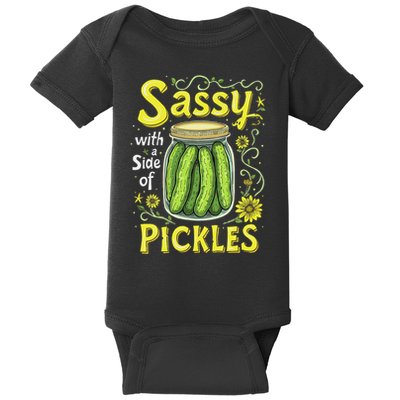 Sassy With A Side Of Pickles Trendy Pickle Baby Bodysuit