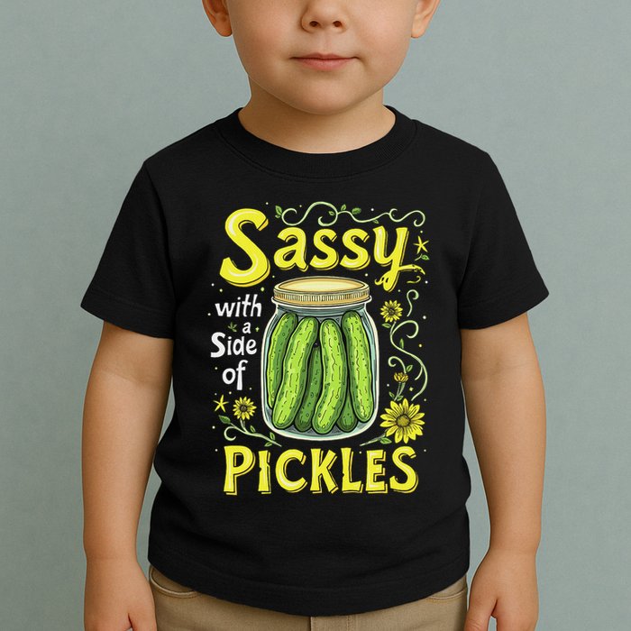 Sassy With A Side Of Pickles Trendy Pickle Toddler T-Shirt