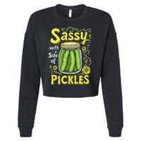 Sassy With A Side Of Pickles Trendy Pickle Cropped Pullover Crew