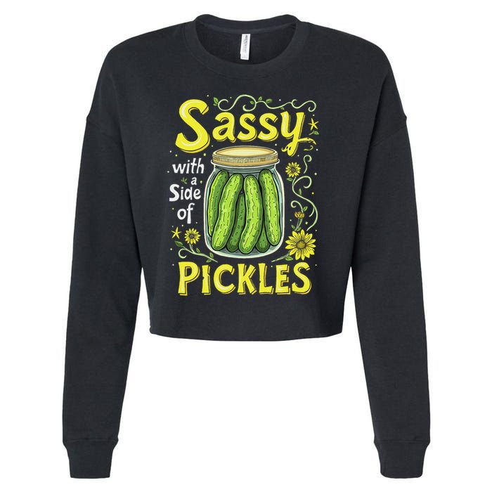 Sassy With A Side Of Pickles Trendy Pickle Cropped Pullover Crew