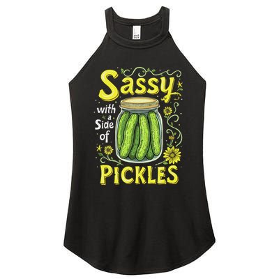 Sassy With A Side Of Pickles Trendy Pickle Women's Perfect Tri Rocker Tank