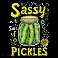 Sassy With A Side Of Pickles Trendy Pickle Womens T-Shirt