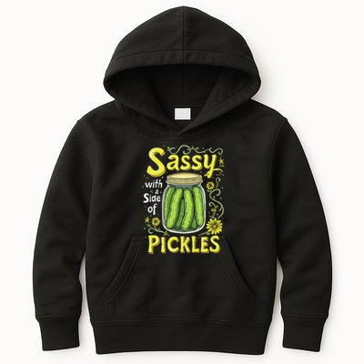 Sassy With A Side Of Pickles Trendy Pickle Kids Hoodie