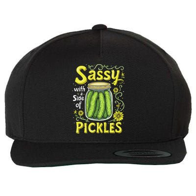 Sassy With A Side Of Pickles Trendy Pickle Wool Snapback Cap