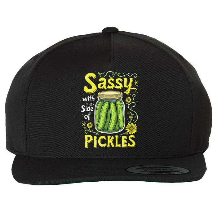 Sassy With A Side Of Pickles Trendy Pickle Wool Snapback Cap