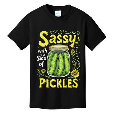 Sassy With A Side Of Pickles Trendy Pickle Kids T-Shirt