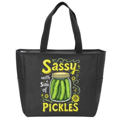 Sassy With A Side Of Pickles Trendy Pickle Zip Tote Bag