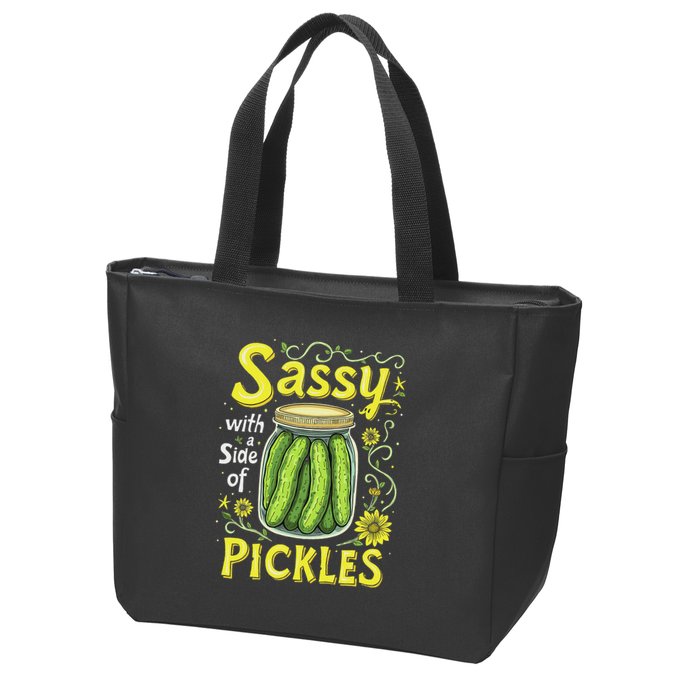 Sassy With A Side Of Pickles Trendy Pickle Zip Tote Bag