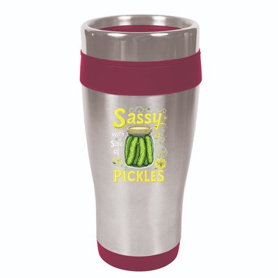 Sassy With A Side Of Pickles Trendy Pickle 16oz Travel Tumbler