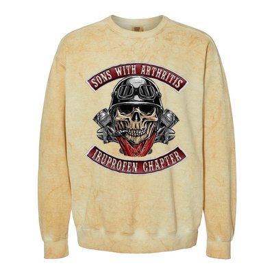 Sons With Arthritis Ibuprofen Chapter Funny Biker Skull Gift Colorblast Crewneck Sweatshirt