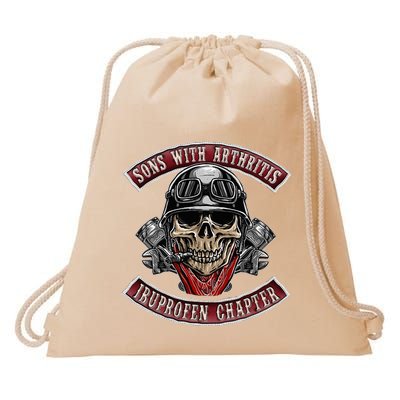 Sons With Arthritis Ibuprofen Chapter Funny Biker Skull Gift Drawstring Bag