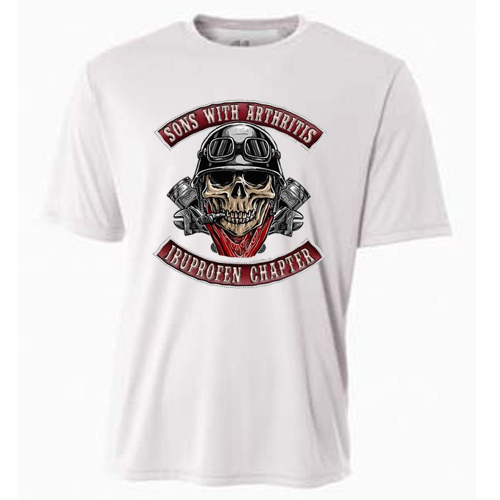 Sons With Arthritis Ibuprofen Chapter Funny Biker Skull Gift Cooling Performance Crew T-Shirt