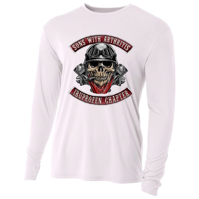 Sons With Arthritis Ibuprofen Chapter Funny Biker Skull Gift Cooling Performance Long Sleeve Crew